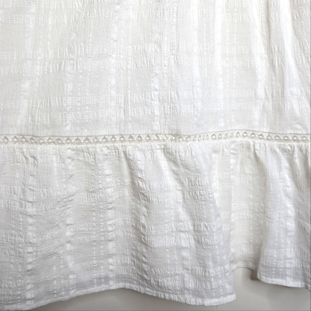Knox Rose V Neck Ruffled White Short Sleeve Cottagecore Mini Dress Size Large - Picture 9 of 16